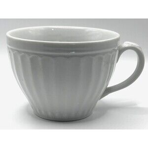 Set of 2 Coventry Parthenon White Porcelain Cups Mugs 3” x 4.25” Ribbed Design